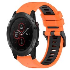Per Garmin Fenix 5X Plus 26mm Cinturino sportivo in silicone bicolore (arancione + nero)