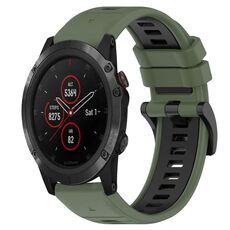 Per Garmin Fenix 5X Plus 26mm Cinturino sportivo in silicone bicolore (verde oliva + nero)