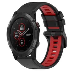 Per Garmin Fenix 5X Plus 26mm Cinturino sportivo in silicone bicolore (nero + rosso)