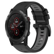 Per Garmin Fenix 5X Plus 26mm Cinturino sportivo in silicone bicolore (nero + grigio)