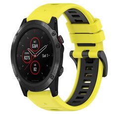 Per Garmin Fenix 5X Plus 26mm Cinturino sportivo in silicone bicolore (giallo + nero)