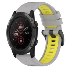 Per Garmin Fenix 5X Plus 26mm Cinturino sportivo in silicone bicolore (grigio + giallo)