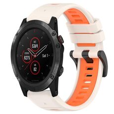 Per Garmin Fenix 5X Plus 26mm Cinturino sportivo in silicone bicolore (Starlight + Orange)