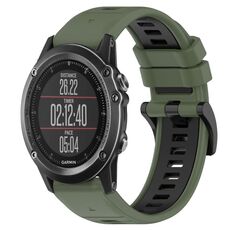 Per Garmin Fenix 3 26mm Cinturino sportivo in silicone bicolore (verde oliva + nero)