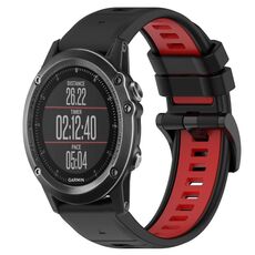 Per Garmin Fenix 3 26mm Cinturino sportivo in silicone bicolore (nero + rosso)