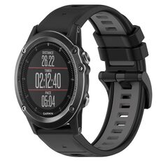 Per Garmin Fenix 3 26mm Cinturino sportivo in silicone bicolore (nero + grigio)
