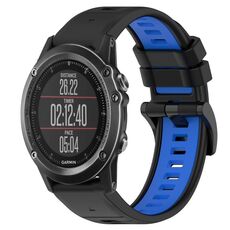 Per Garmin Fenix 3 26mm Cinturino sportivo in silicone bicolore (nero + blu)