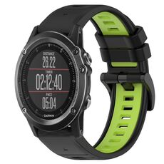 Per Garmin Fenix 3 26mm Cinturino sportivo in silicone bicolore (nero + verde lime)