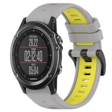 Per Garmin Fenix 3 26mm Cinturino sportivo in silicone bicolore (grigio + giallo)