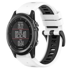 Per Garmin Fenix 3 HR 26mm Cinturino sportivo in silicone bicolore (bianco + nero)