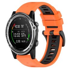 Per Garmin Descent MK 1 26mm Cinturino sportivo in silicone bicolore (arancione + nero)