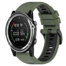 Per Garmin Descent MK 1 26mm Cinturino sportivo in silicone bicolore (verde oliva + nero)