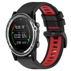 Per Garmin Descent MK 1 26mm Cinturino sportivo in silicone bicolore (nero + rosso)