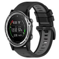 Per Garmin Descent MK 1 26mm Cinturino sportivo in silicone bicolore (nero + grigio)