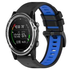 Per Garmin Descent MK 1 26mm Cinturino sportivo in silicone bicolore (nero + blu)