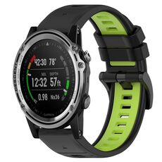 Per Garmin Descent MK 1 26mm Cinturino sportivo in silicone bicolore (nero + verde lime)