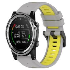 Per Garmin Descent MK 1 26mm Cinturino sportivo in silicone bicolore (grigio + giallo)