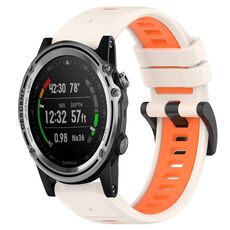 Per Garmin Descent MK 1 26mm Cinturino sportivo in silicone bicolore (Starlight + Orange)