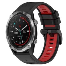 Per Garmin Descent MK 2 26mm Cinturino sportivo in silicone bicolore (nero + rosso)
