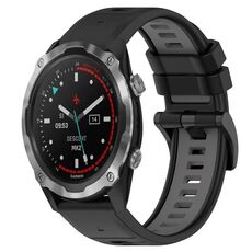 Per Garmin Descent MK 2 26mm Cinturino sportivo in silicone bicolore (nero + grigio)