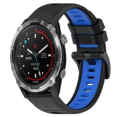 Per Garmin Descent MK 2 26mm Cinturino sportivo in silicone bicolore (nero + blu)