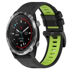 Per Garmin Descent MK 2 26mm Cinturino sportivo in silicone bicolore (nero + verde lime)