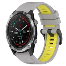 Per Garmin Descent MK 2 26mm Cinturino sportivo in silicone bicolore (grigio + giallo)