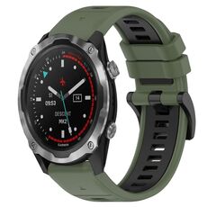 Per Garmin Descent MK 2i 26mm Cinturino sportivo in silicone bicolore (verde oliva + nero)