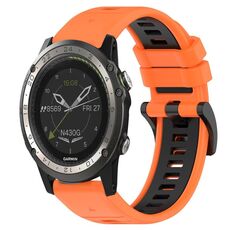Per Garmin D2 Charlie 26mm Cinturino sportivo in silicone bicolore (arancione + nero)