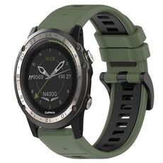 Per Garmin D2 Charlie 26mm Cinturino sportivo in silicone bicolore (verde oliva + nero)