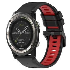 Per Garmin D2 Charlie 26mm Cinturino sportivo in silicone bicolore (nero + rosso)
