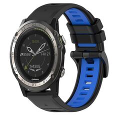 Per Garmin D2 Charlie 26mm Cinturino sportivo in silicone bicolore (nero + blu)