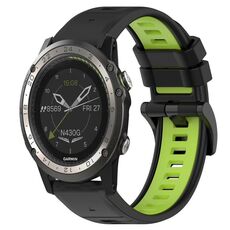 Per Garmin D2 Charlie 26mm Cinturino sportivo in silicone bicolore (nero + verde lime)