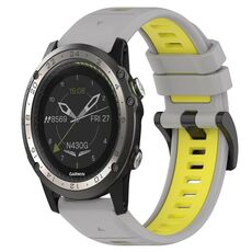 Per Garmin D2 Charlie 26mm Cinturino sportivo in silicone bicolore (grigio + giallo)