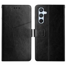 Per Samsung Galaxy M34 5G Custodia in pelle con motivo a forma di Y (nero)