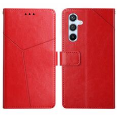 Per Samsung Galaxy M34 5G Custodia in pelle con motivo a forma di Y (rosso)