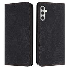 Per Samsung Galaxy S23 FE 5G custodia in pelle ad adsorbimento goffrata etnica (nera)
