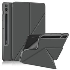 Per Samsung Galaxy Tab S9+ Custodia per tablet in pelle multi-pieghevole con struttura in tessuto (grigio)