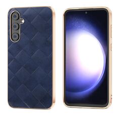 Per Samsung Galaxy Z Flip5 Nano Placcatura Weave Plaid Texture Custodia per telefono in PU (blu)