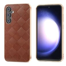 Per Samsung Galaxy Z Flip5 Nano Placcatura Weave Plaid Texture Custodia per telefono in PU (marrone)