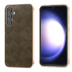 Per Samsung Galaxy Z Flip5 Nano Placcatura Weave Plaid Texture Custodia per telefono in PU (verde)