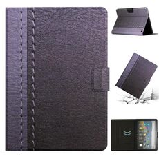 Per Amazon Kindle Fire Max 11 Custodia per tablet in pelle con cuciture a tinta unita (grigio)