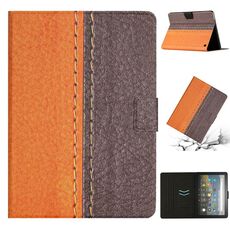 Custodia per tablet in pelle intelligente con cuciture a tinta unita per Amazon Kindle Fire Max 11 (arancione)