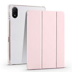 Per Honor Pad V8 Pro Custodia per tablet in pelle TPU trasparente pieghevole a 3 pieghe (rosa ghiaccio)