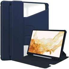 Custodia in pelle trasparente per Samsung Galaxy Tab S9+ 360 rotazione (blu scuro)