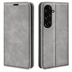 Per Samsung Galaxy S23 FE 5G Custodia in pelle con ventosa magnetica retro-pelle (grigio)