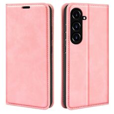 Per Samsung Galaxy S23 FE 5G Custodia in pelle con ventosa magnetica retro-pelle (rosa)