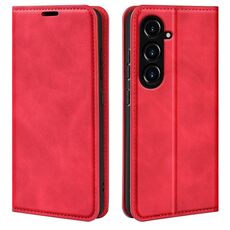Per Samsung Galaxy S23 FE 5G Custodia per telefono in pelle con ventosa magnetica retro-pelle (rossa)