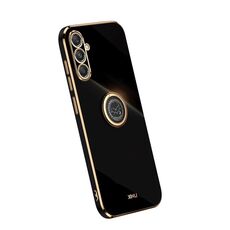 Per Samsung Galaxy S23 FE 5G XINLI custodia per telefono in TPU elettrolitico con bordo dritto 6D con supporto ad anello (nero)
