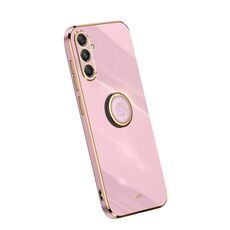 Per Samsung Galaxy S23 FE 5G XINLI custodia per telefono in TPU placcato con bordo dritto 6D con supporto ad anello (ciliegia viola)